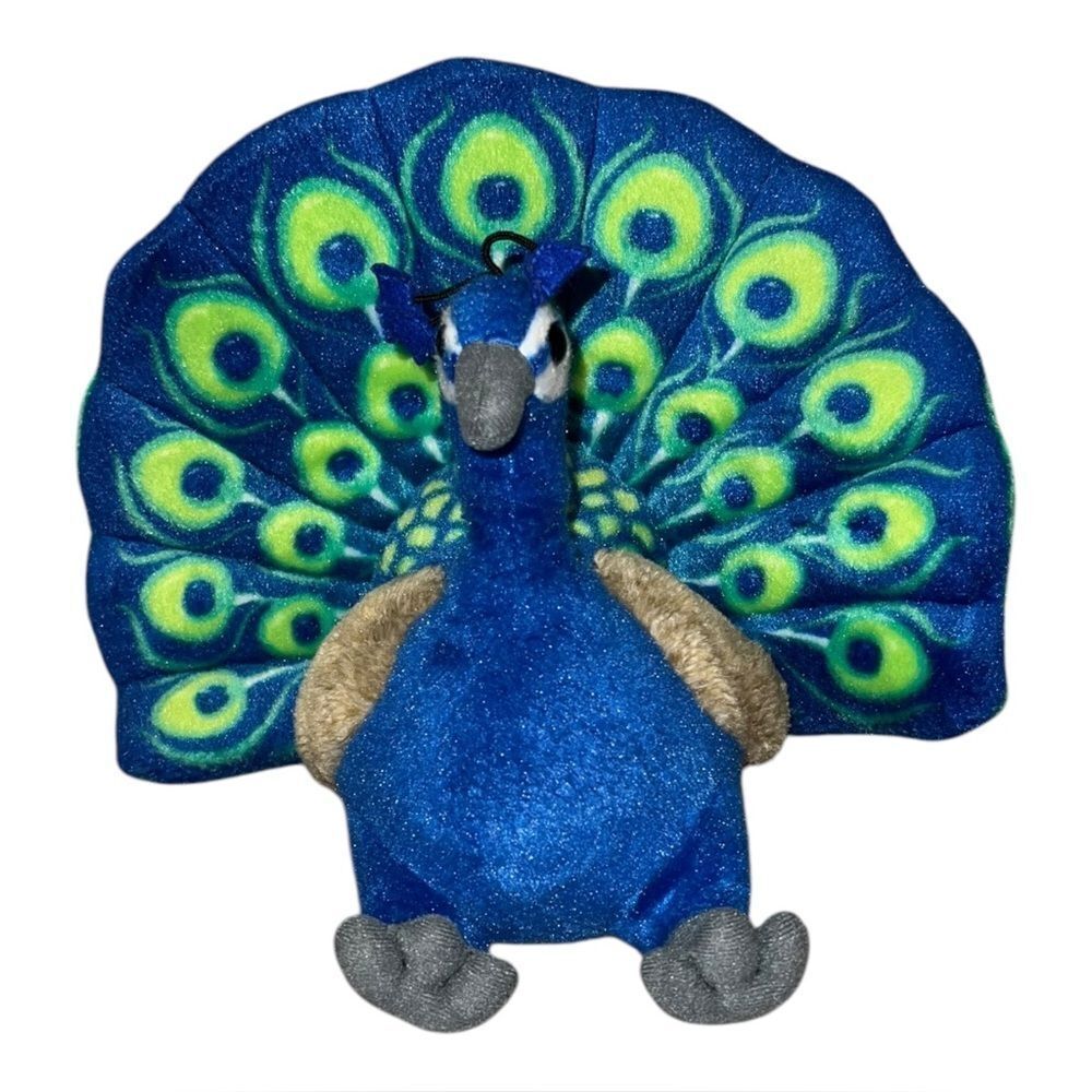 Wild Republic Cuddlekins Peacock Stuffed Animal 12" Blue Green Plush EUC